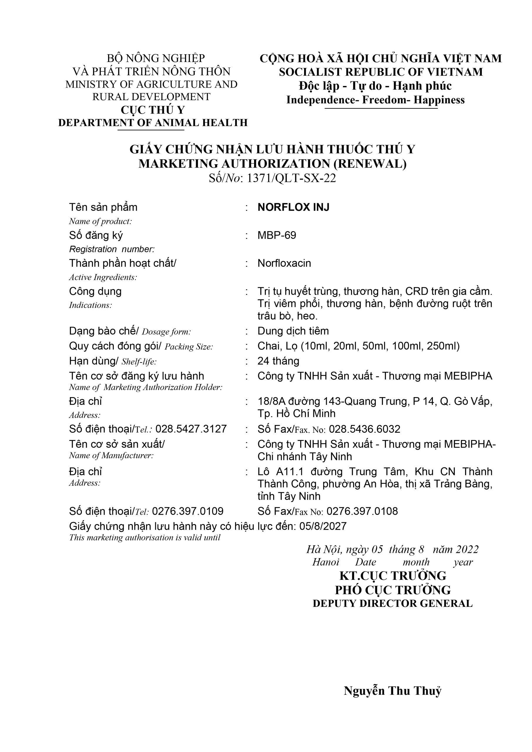 MBP-69 NORFLOX INJ-01